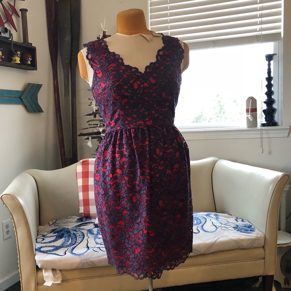 Shoshanna Lace and Satin Cocktail Dress